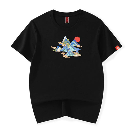 KH740 Mountains Embroidery Tee
