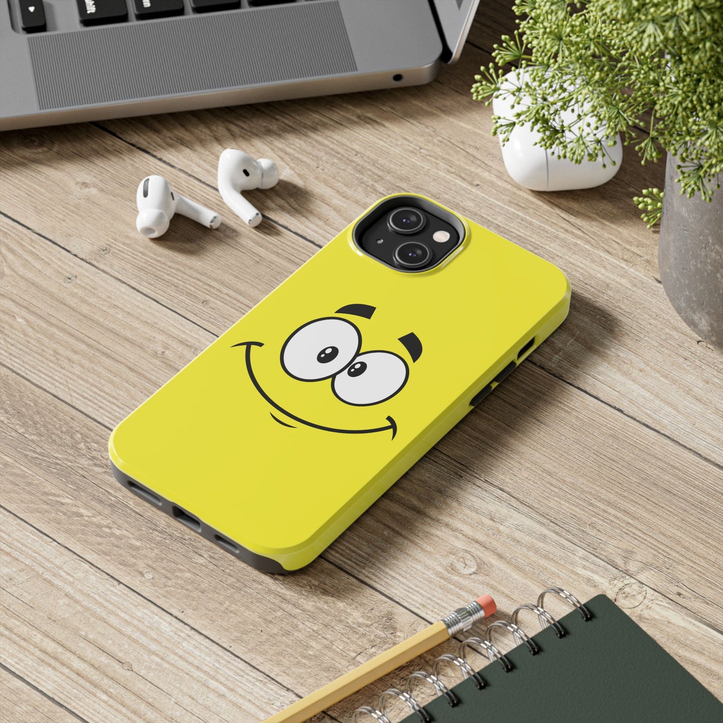 Smiley Happy Face Yellow Minimalist Cartoon Tough Phone Case | Funny