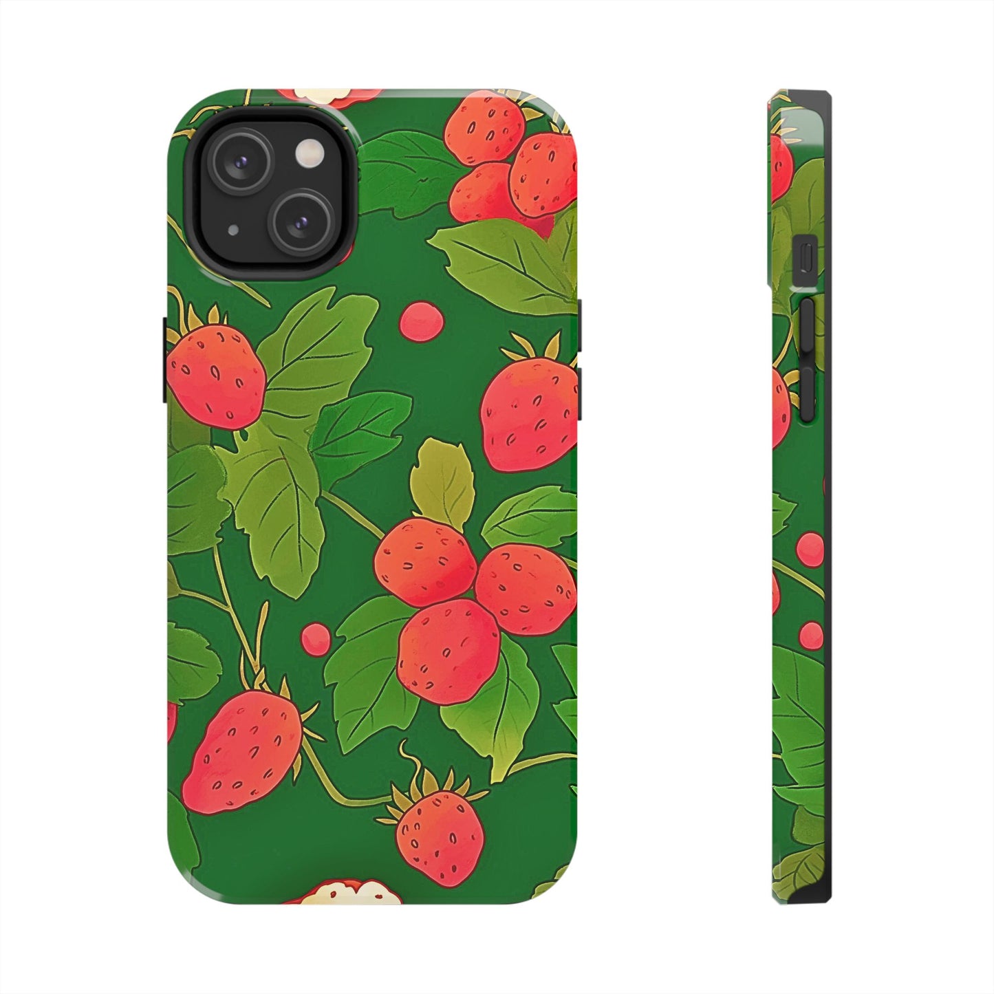 Dark Strawberry Pattern Preppy Tough Phone Case | Aesthetic
