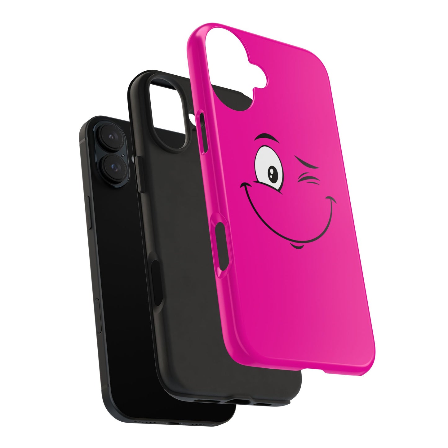 Winking Face Pink Background Cheeky Cartoon Style Tough Phone Case | Funny
