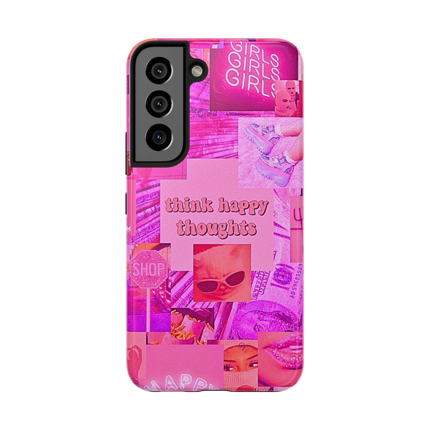 Think Happy Thoughts Pink Tough Phone Case | Aesthetic