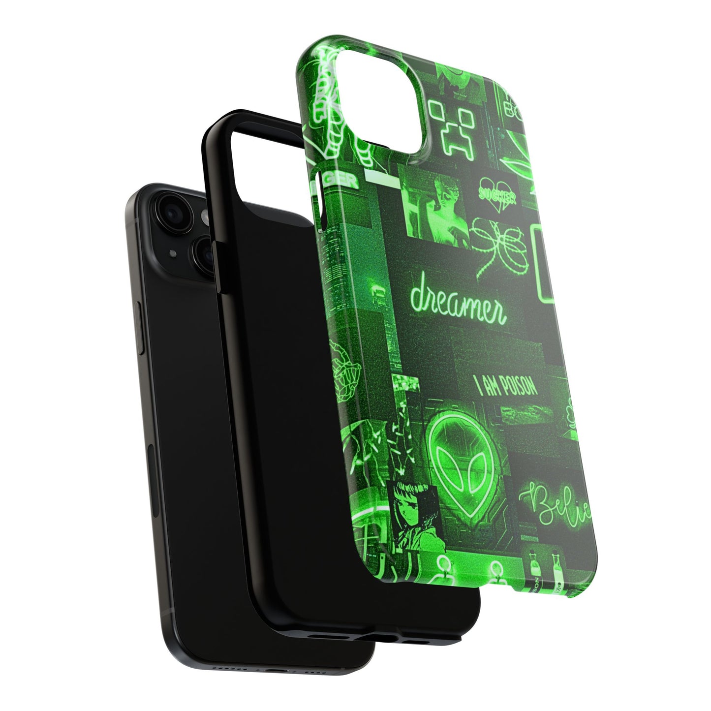 Green Neon Style Tough Phone Case | Aesthetic