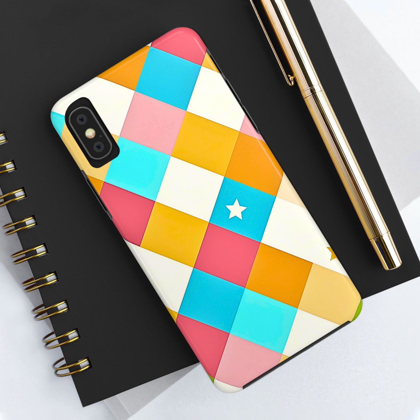 Vibrant Preppy Checkered Tough Phone Case | Aesthetic