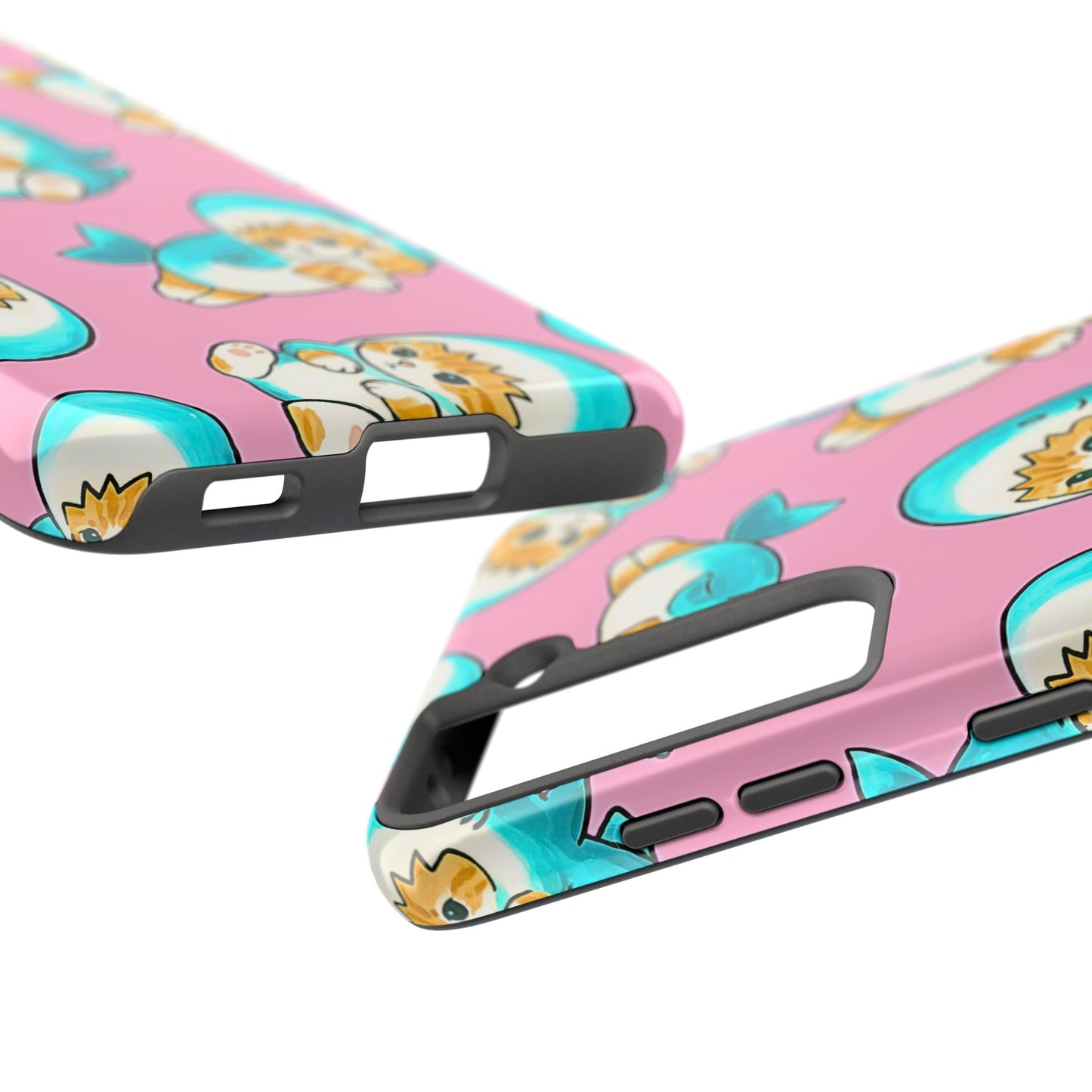 Pink Cute Shark Cats Pattern Tough Phone Case | Animals