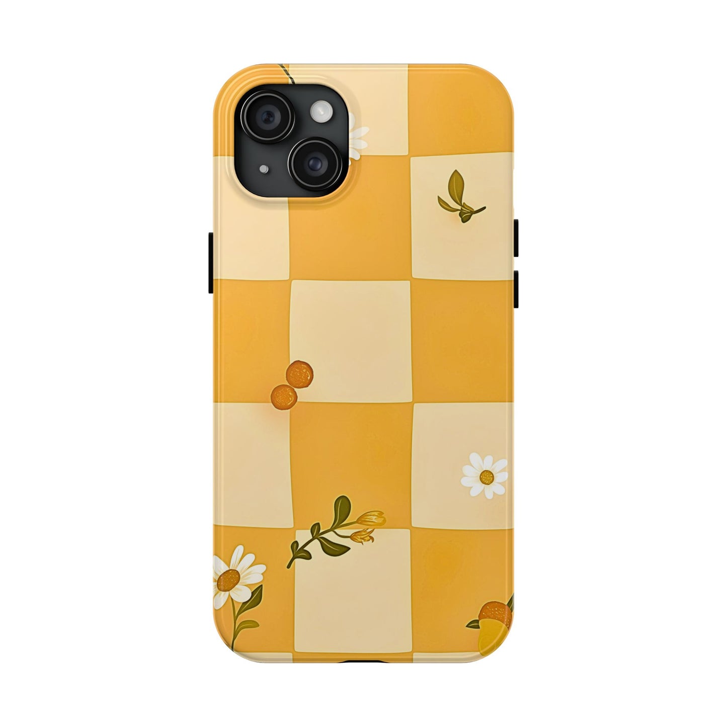 Yellow Checkered Preppy Daisies Tough Phone Case | Aesthetic