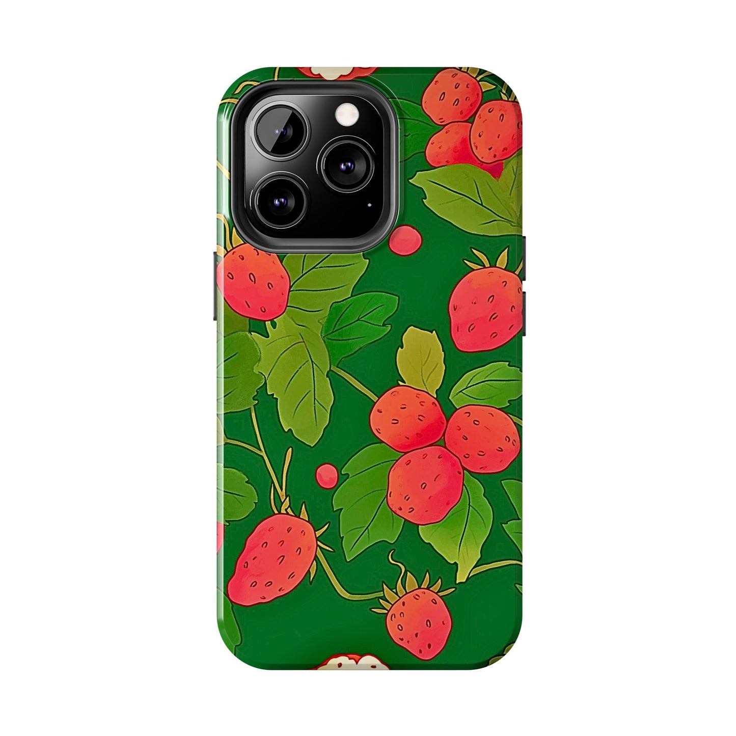Dark Strawberry Pattern Preppy Tough Phone Case | Aesthetic