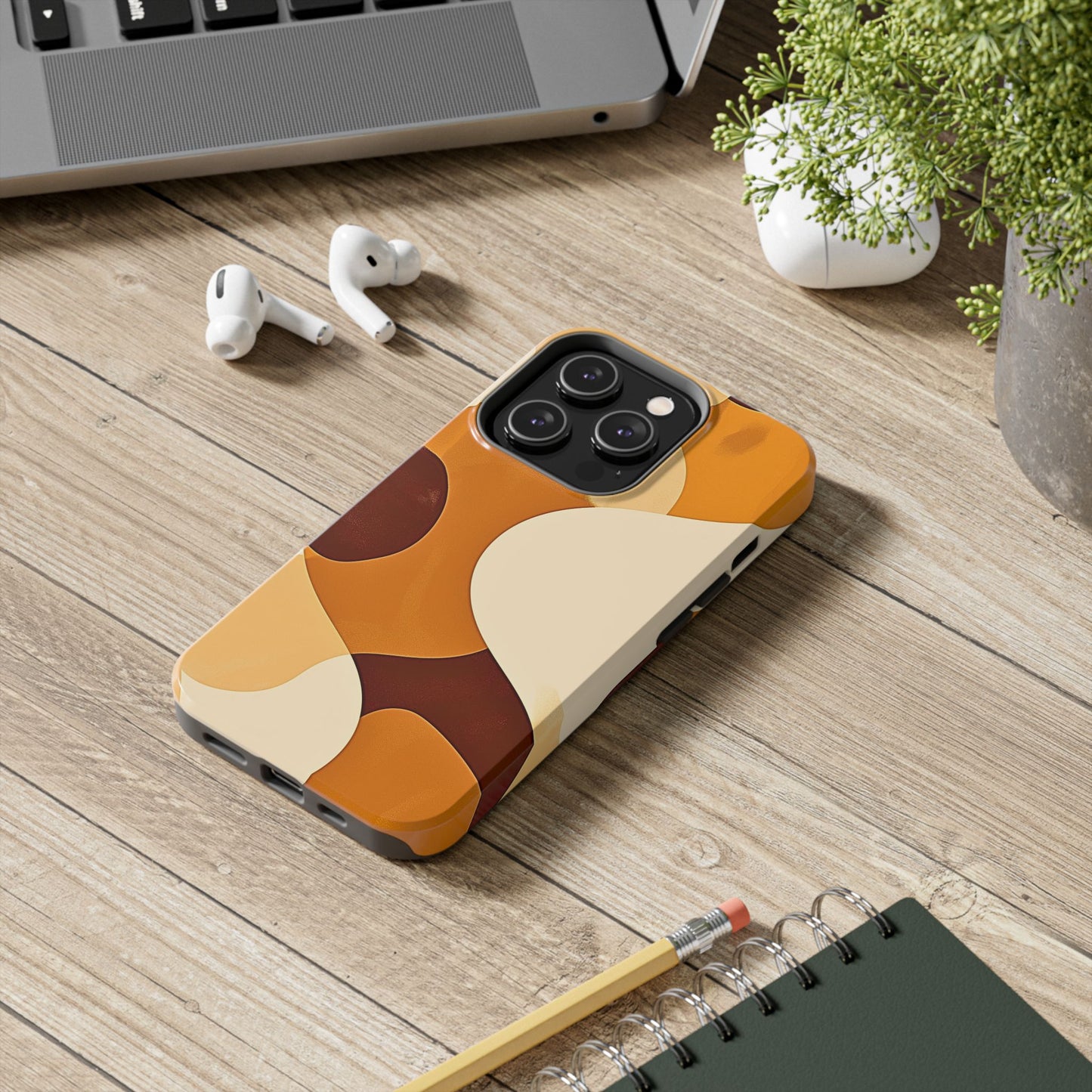 Funda/Cubierta resistente para teléfono con diseño en beige y marrón Earth Harmony | Estética