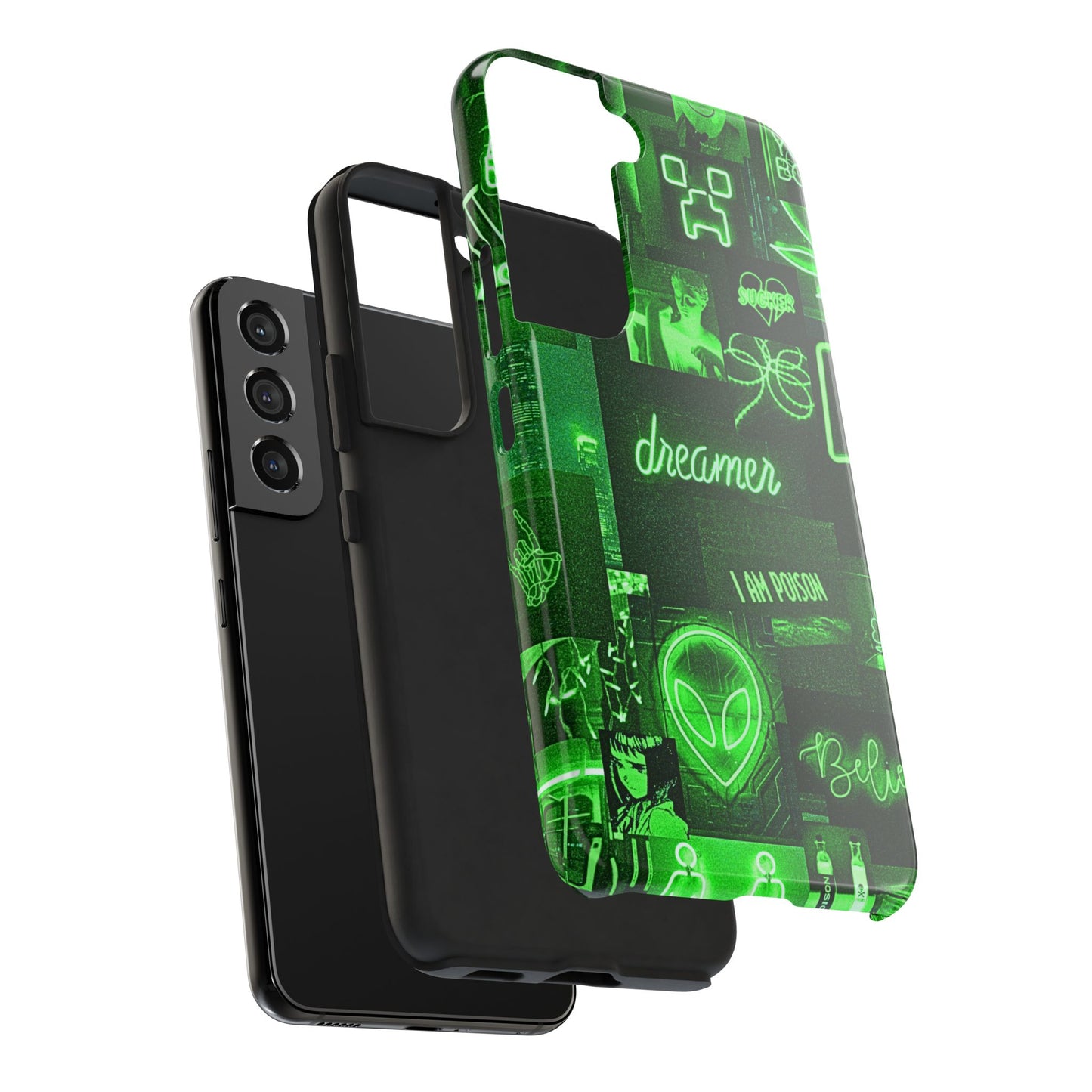 Green Neon Style Tough Phone Case | Aesthetic