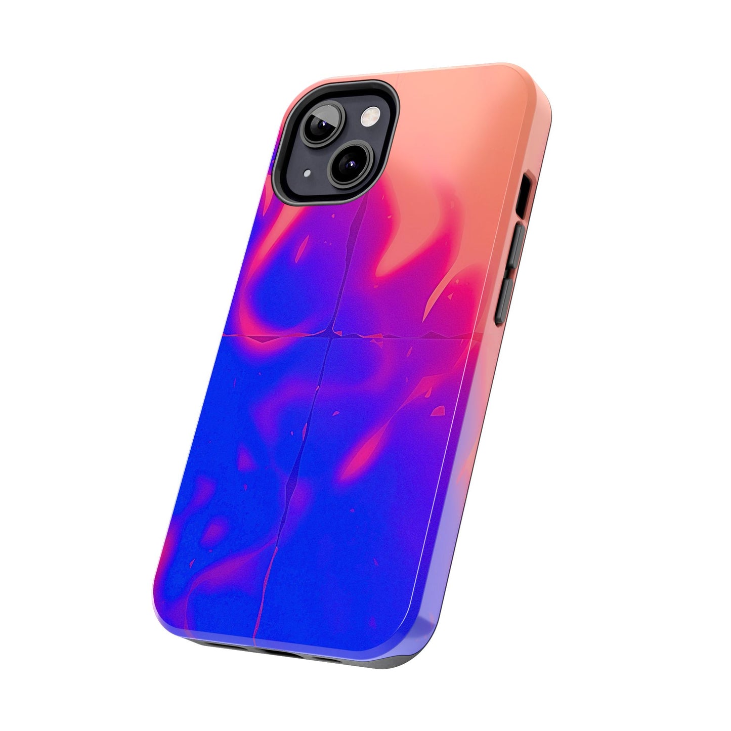 Funda resistente para teléfono con diseño de llamas, degradado abstracto y resplandor del atardecer | Estética