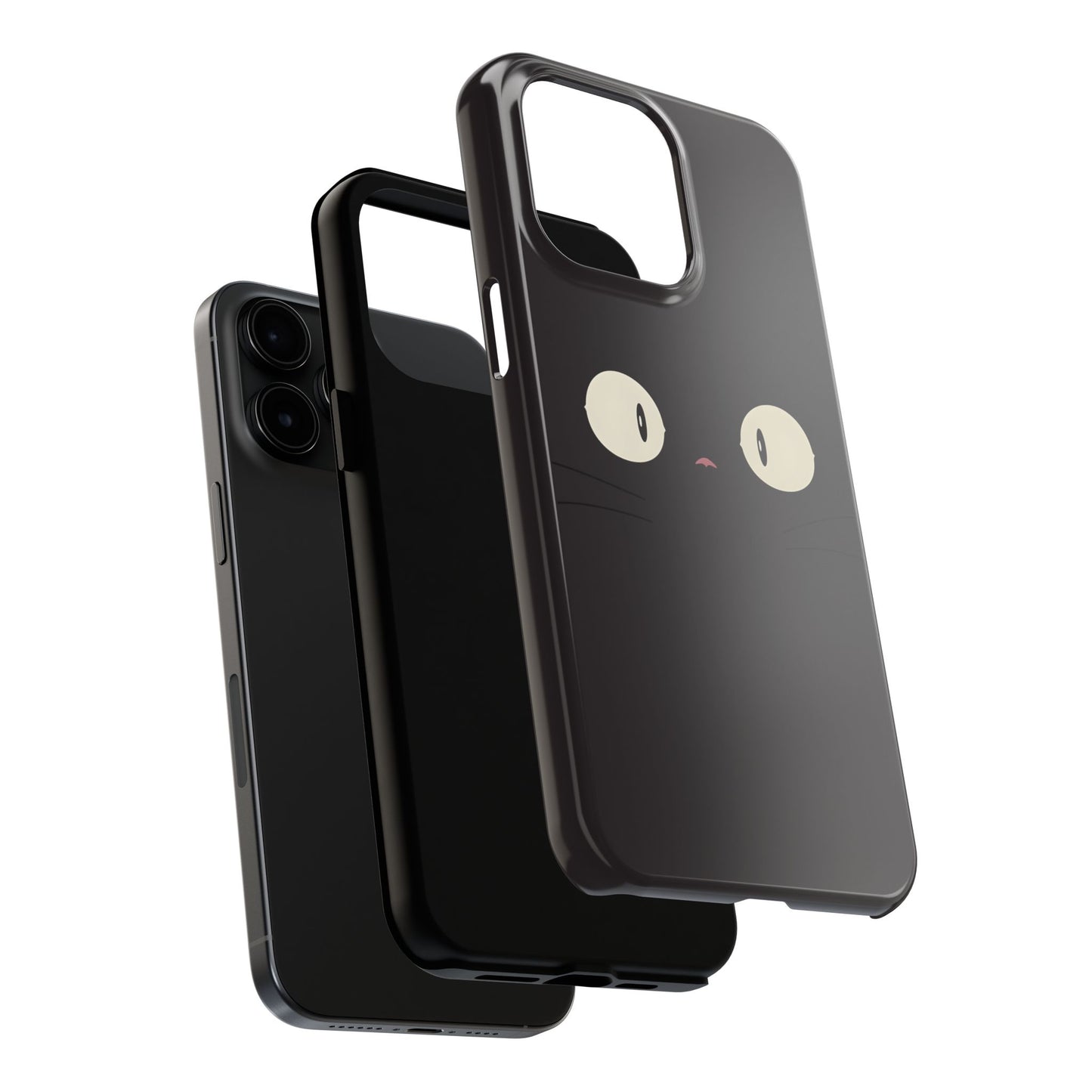 Adorable Black Cat Face and Eyes Minimal Tough Phone Case | Animals