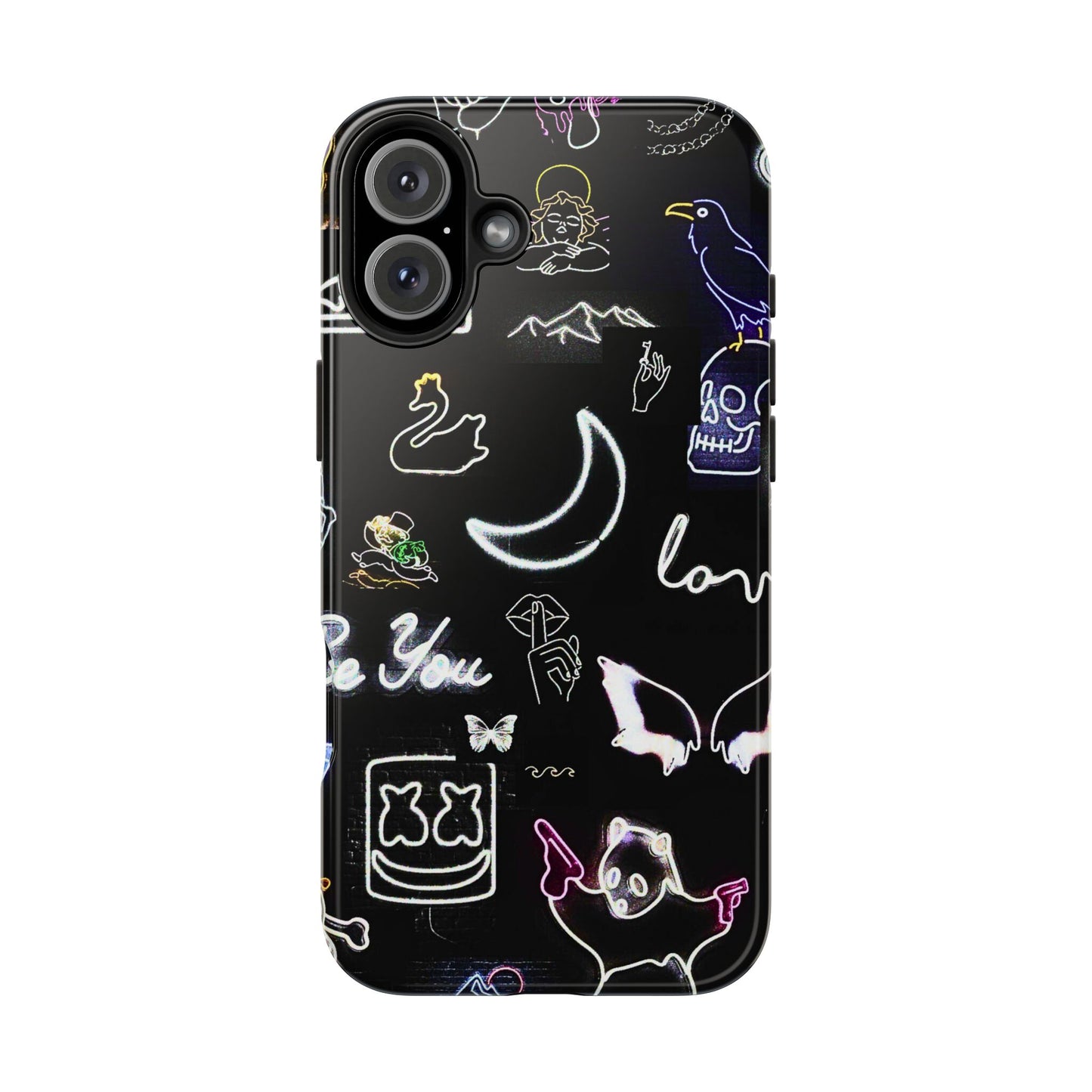 Funda resistente para teléfono estilo neón blanco | Estética