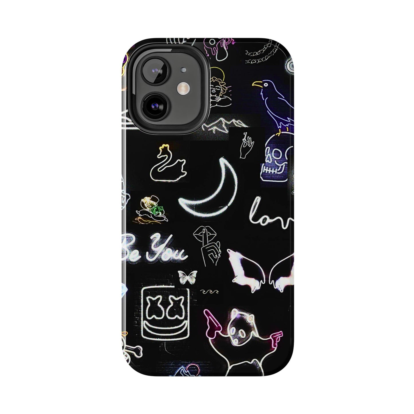 Funda resistente para teléfono estilo neón blanco | Estética