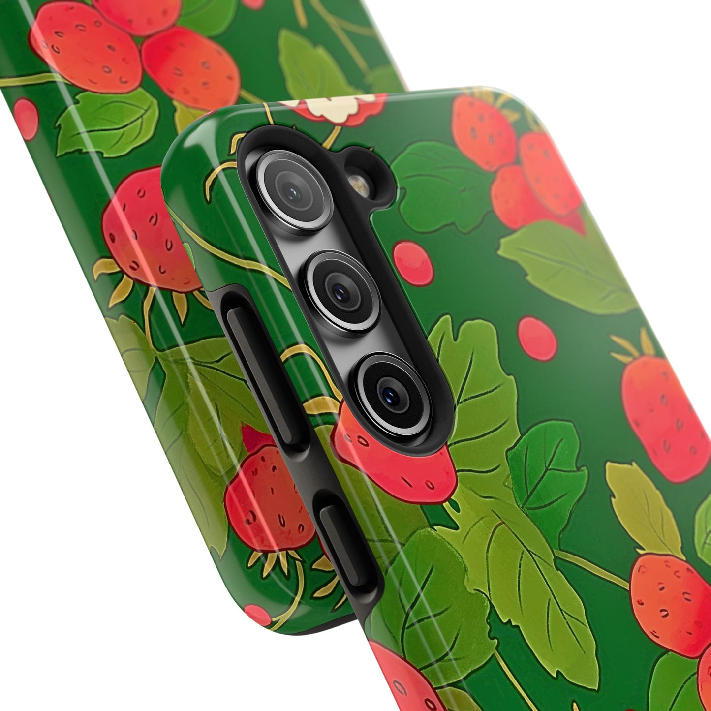 Dark Strawberry Pattern Preppy Tough Phone Case | Aesthetic