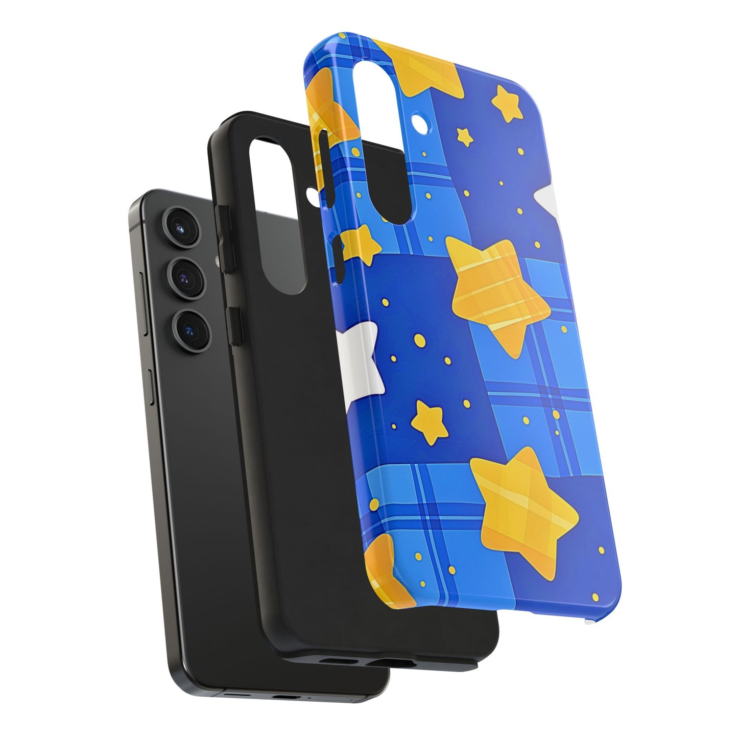 Funda resistente para teléfono con estampado de estrellas y cuadros preppy | Estética