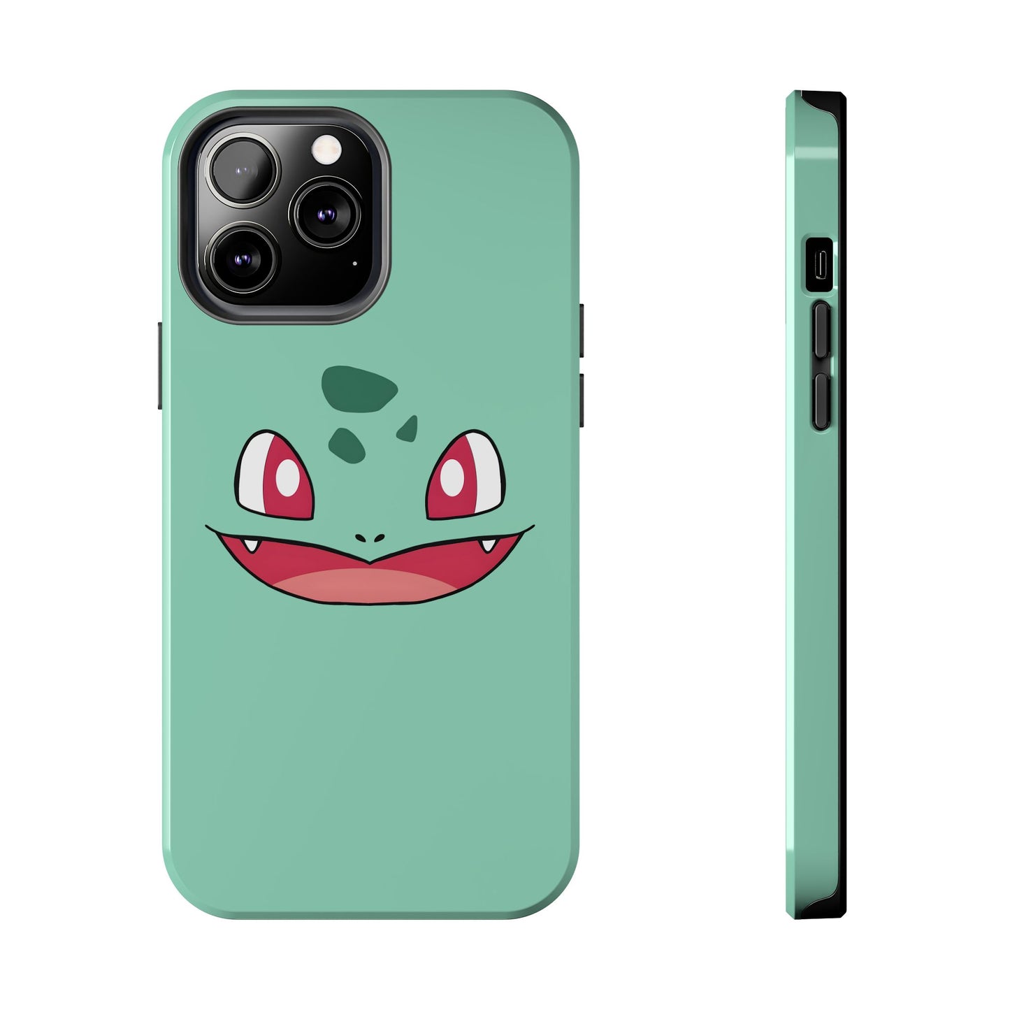 Green Leaf Dino Smile Red Eyes Cute Creature Tough Phone Case | Anime