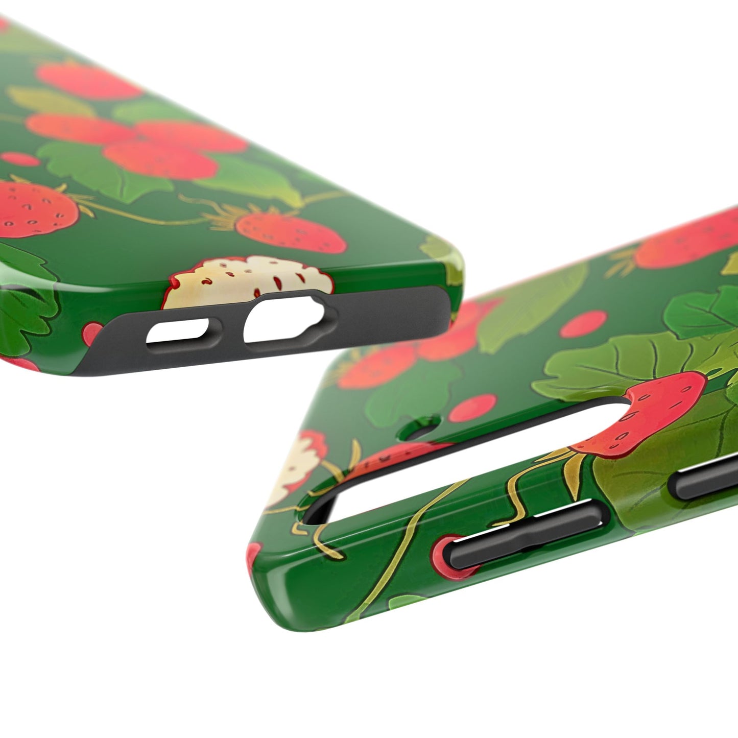 Dark Strawberry Pattern Preppy Tough Phone Case | Aesthetic