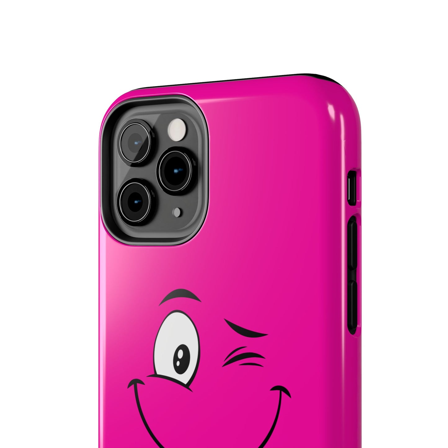 Winking Face Pink Background Cheeky Cartoon Style Tough Phone Case | Funny