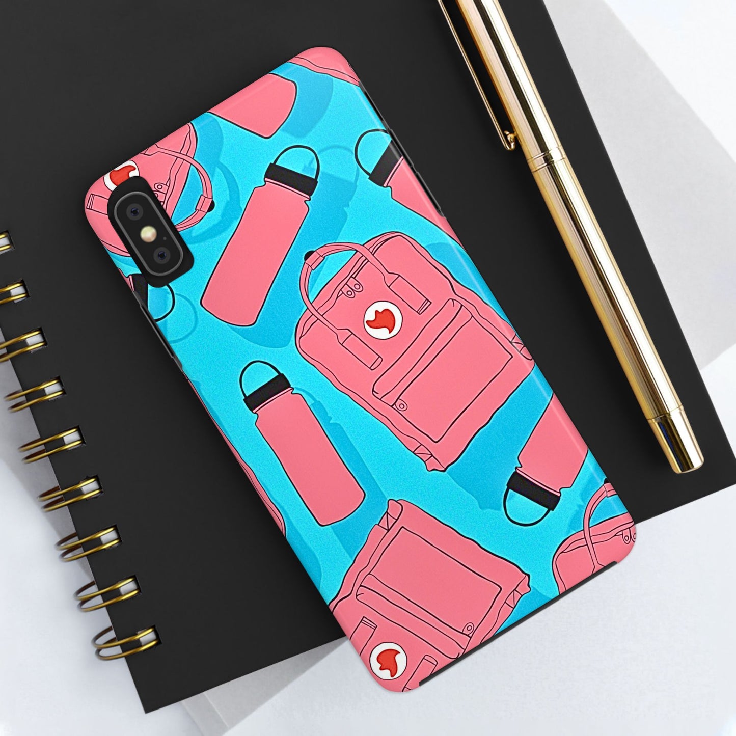 VSCO Kanken Backpack Water Bottle Pink & Blue Tough Phone Case | Aesthetic