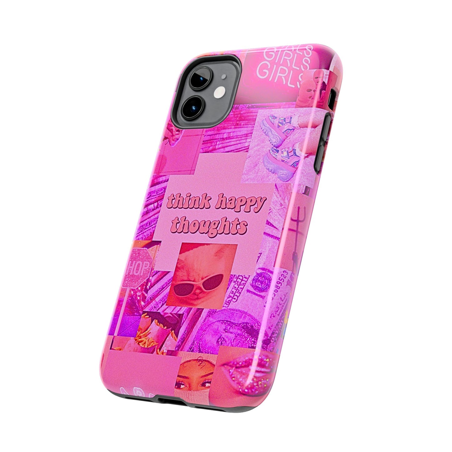 Think Happy Thoughts Pink Tough Phone Case | Aesthetic