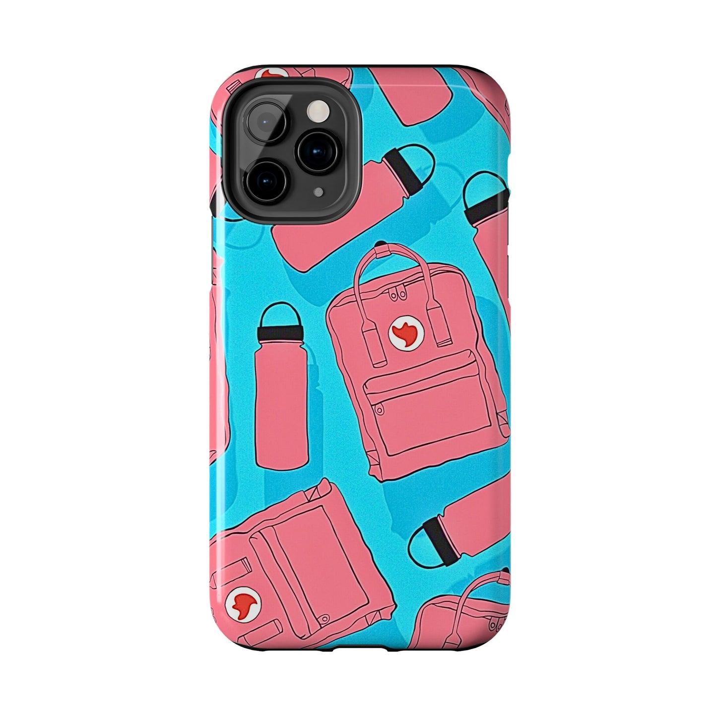 VSCO Kanken Backpack Water Bottle Pink & Blue Tough Phone Case | Aesthetic
