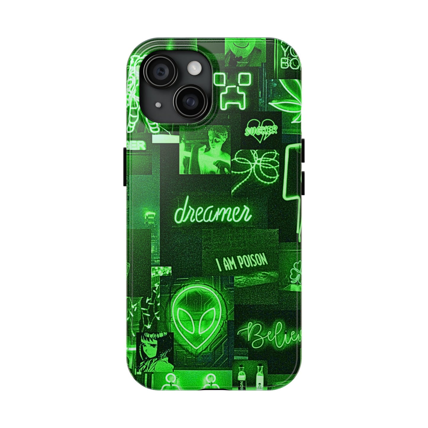 Green Neon Style Tough Phone Case | Aesthetic