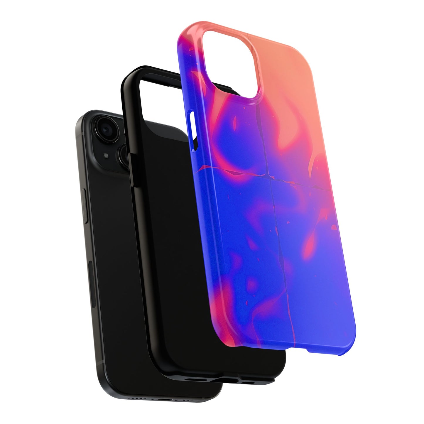 Funda resistente para teléfono con diseño de llamas, degradado abstracto y resplandor del atardecer | Estética