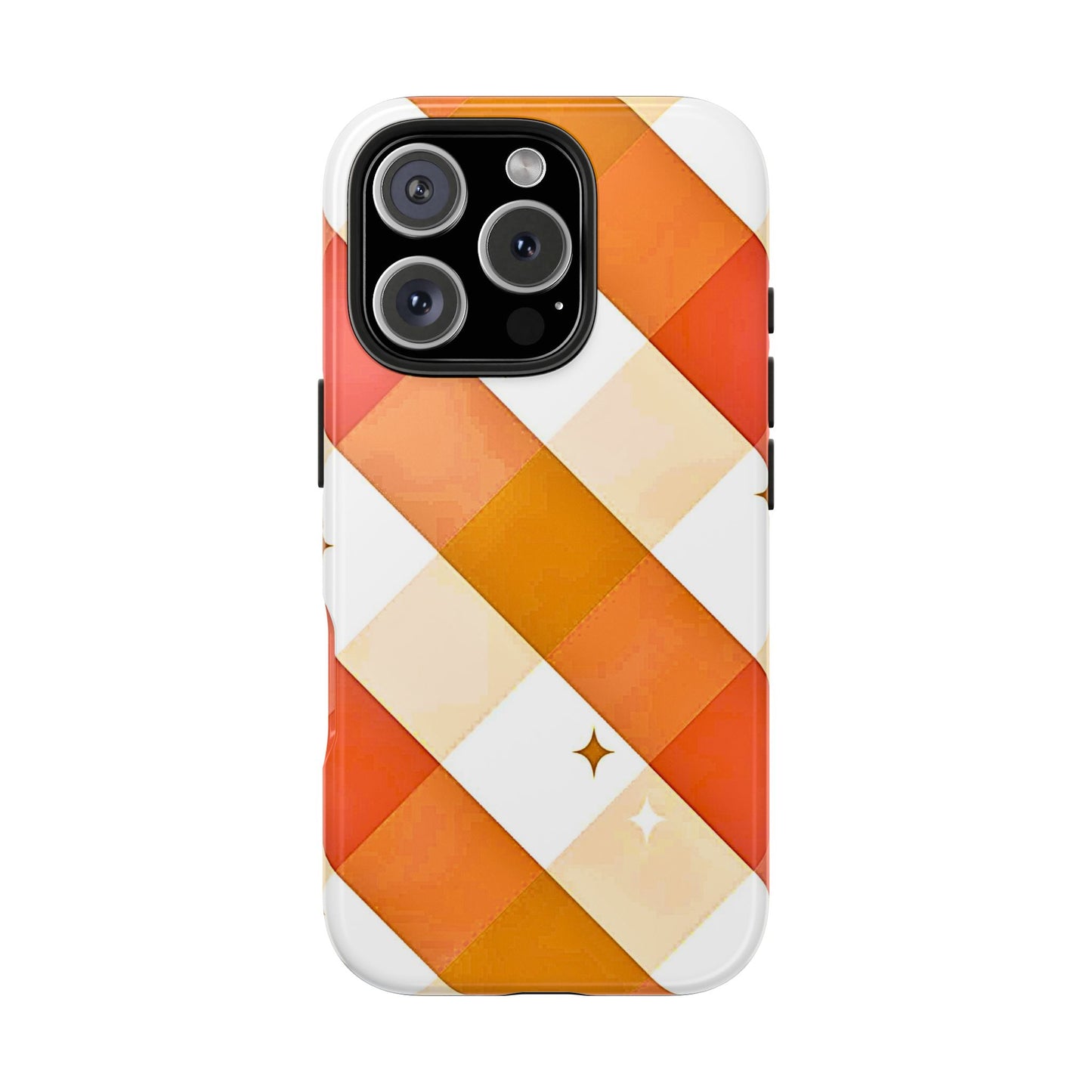 Pastel Orange & Pink Checkered Stars Tough Phone Case | Aesthetic