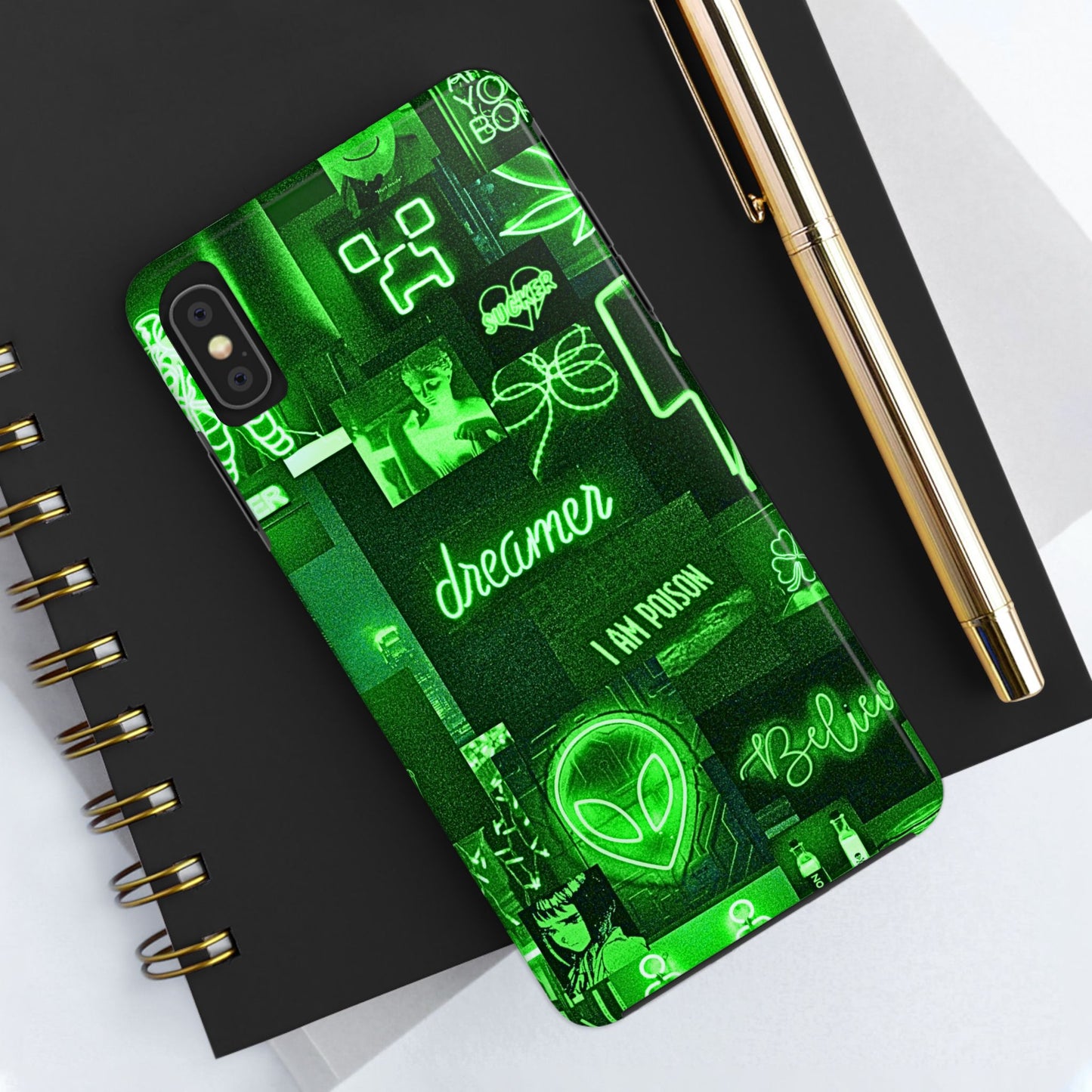 Green Neon Style Tough Phone Case | Aesthetic