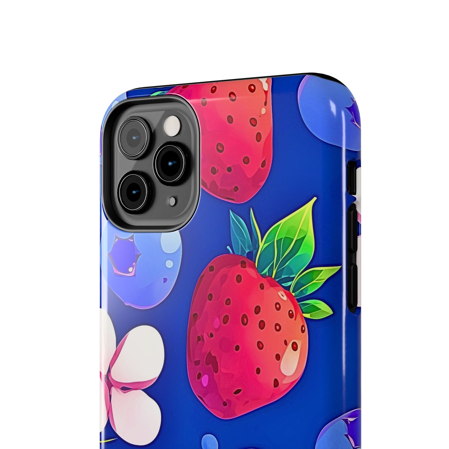 Cute Blueberry Strawberry Fruit Pattern Tough Phone Case | Aesthetic
