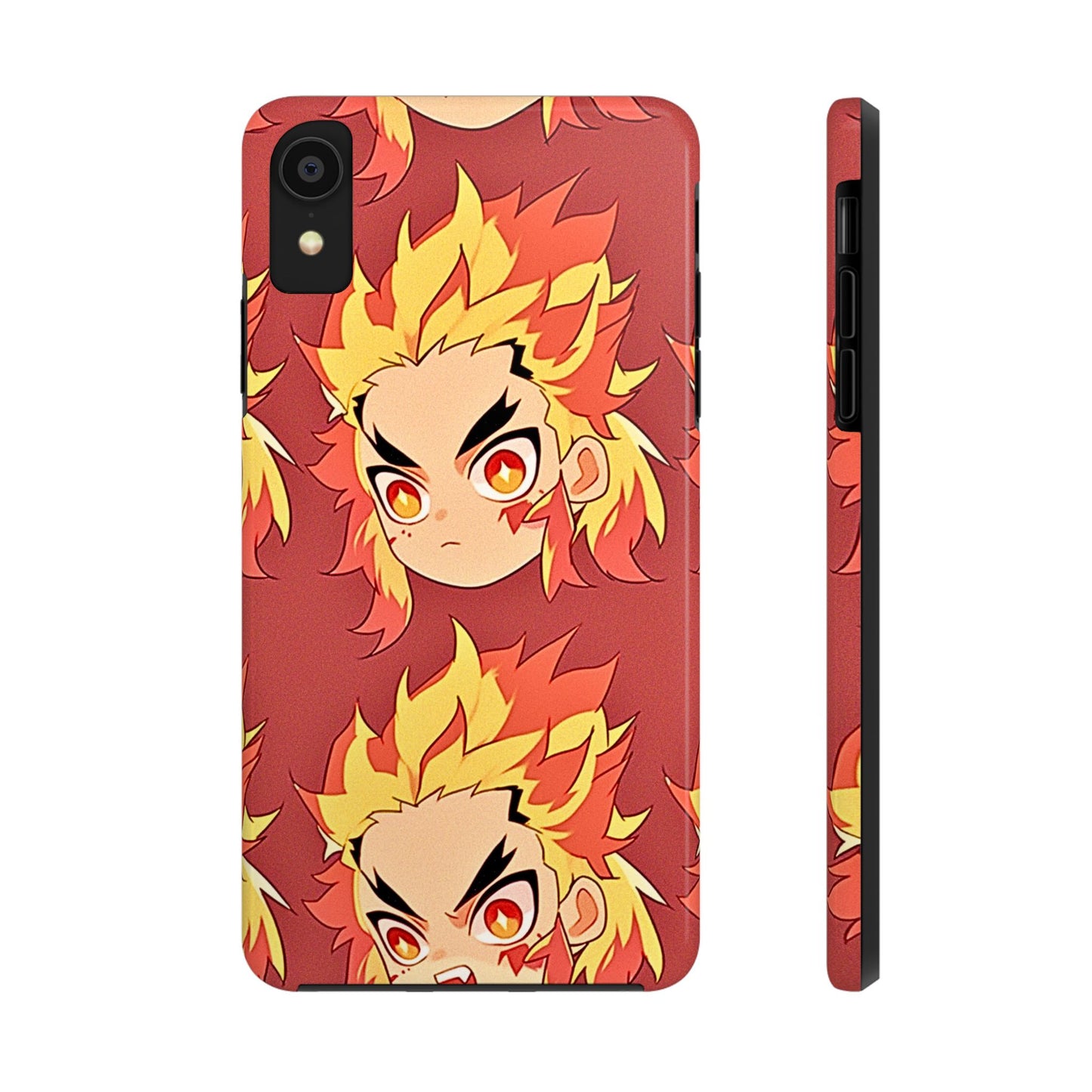 Rengoku Head Pattern Dark Orange Tough Phone Case | Anime - Demon Slayer