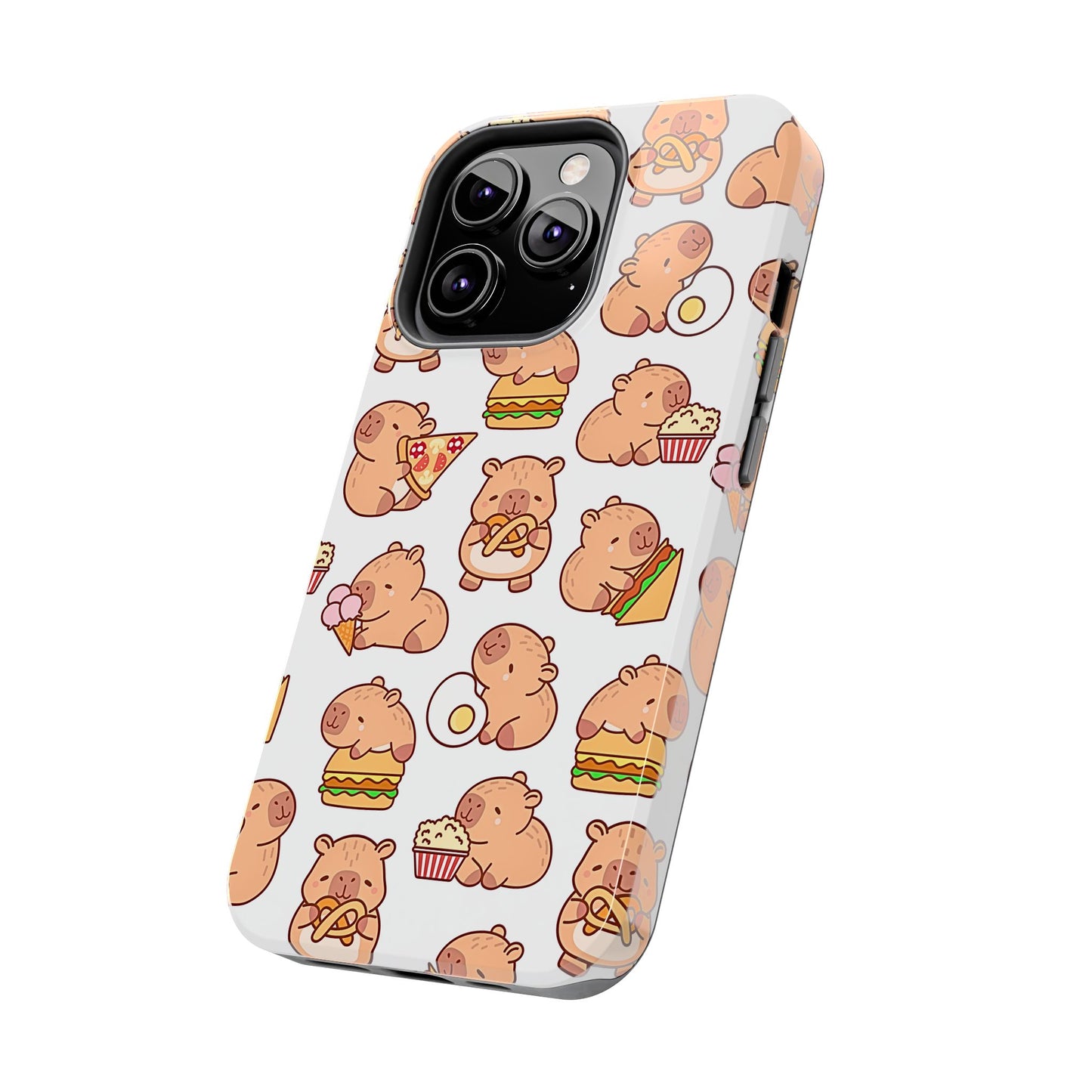 Cute Capybara Eating Pizza Ice Cream & Snacks Cartoon Food Tough Phone Case | Animals