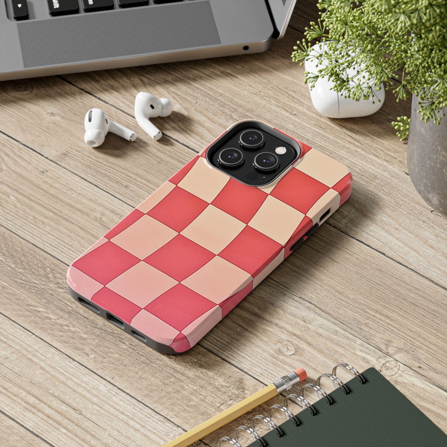 Preppy Checkered Pink Tough Phone Case | Aesthetic