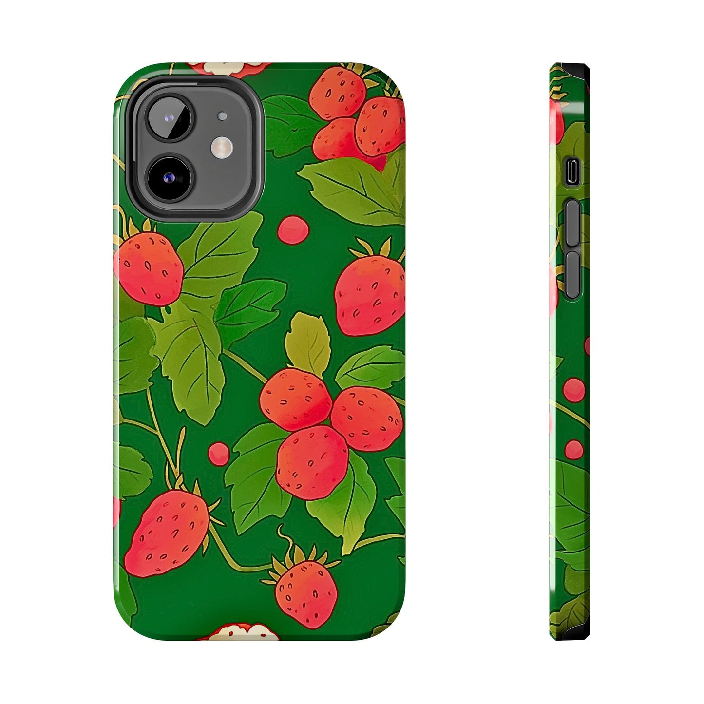 Dark Strawberry Pattern Preppy Tough Phone Case | Aesthetic