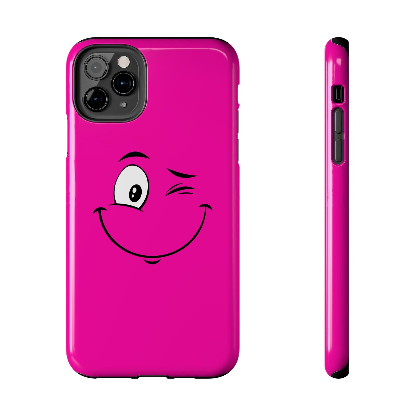 Winking Face Pink Background Cheeky Cartoon Style Tough Phone Case | Funny