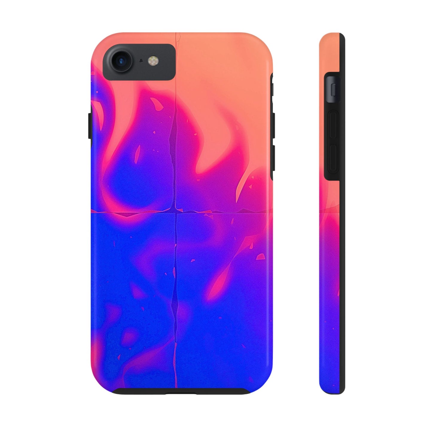 Funda resistente para teléfono con diseño de llamas, degradado abstracto y resplandor del atardecer | Estética
