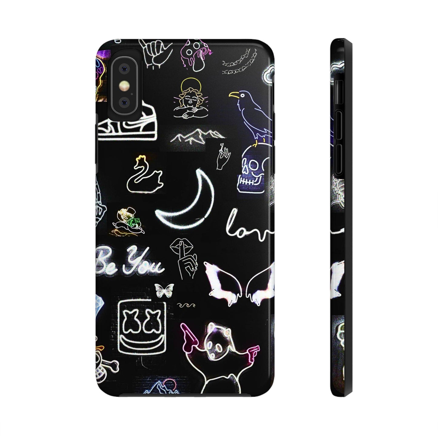 Funda resistente para teléfono estilo neón blanco | Estética