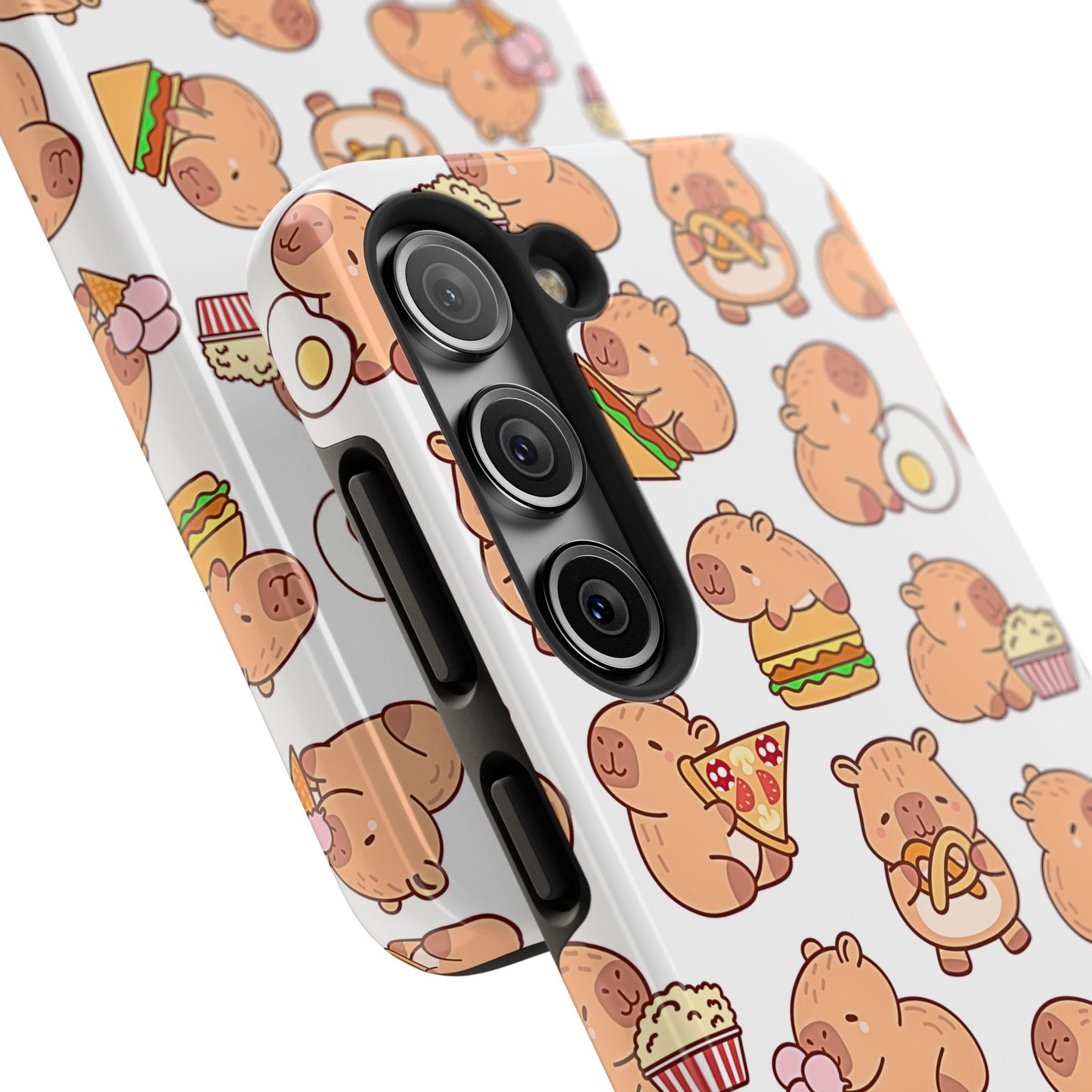 Cute Capybara Eating Pizza Ice Cream & Snacks Cartoon Food Tough Phone Case | Animals