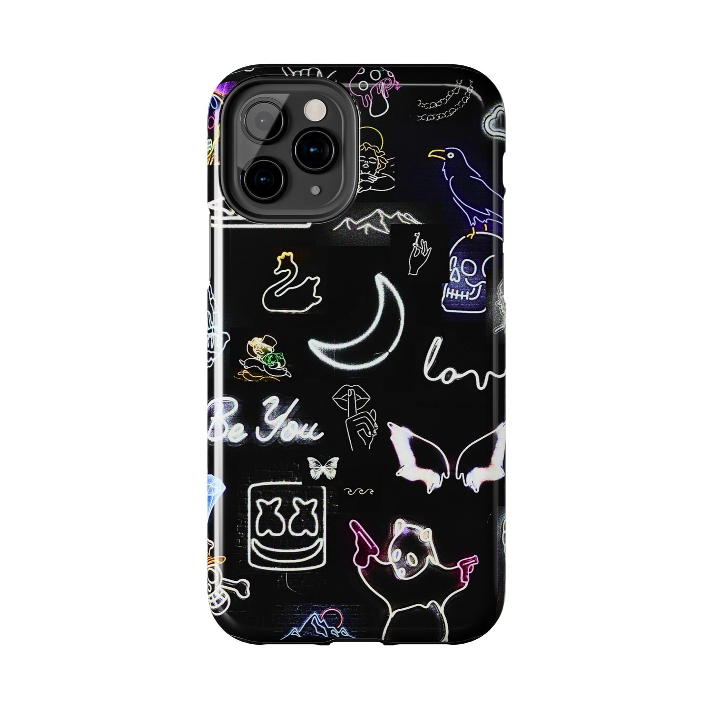 Funda resistente para teléfono estilo neón blanco | Estética
