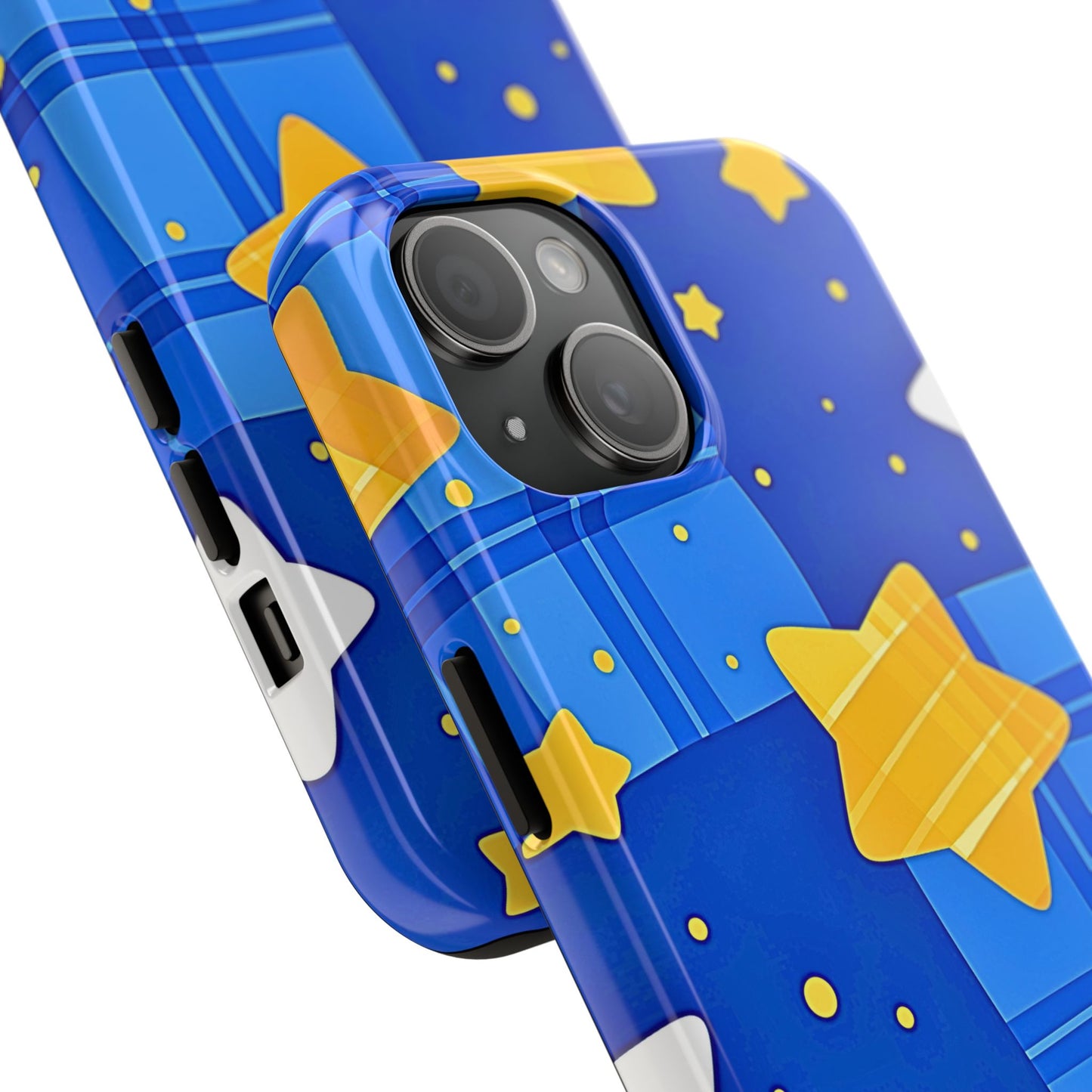Funda resistente para teléfono con estampado de estrellas y cuadros preppy | Estética