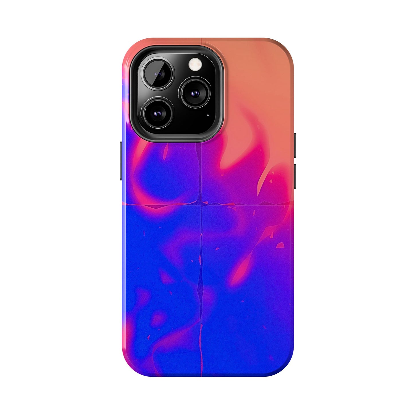 Funda resistente para teléfono con diseño de llamas, degradado abstracto y resplandor del atardecer | Estética