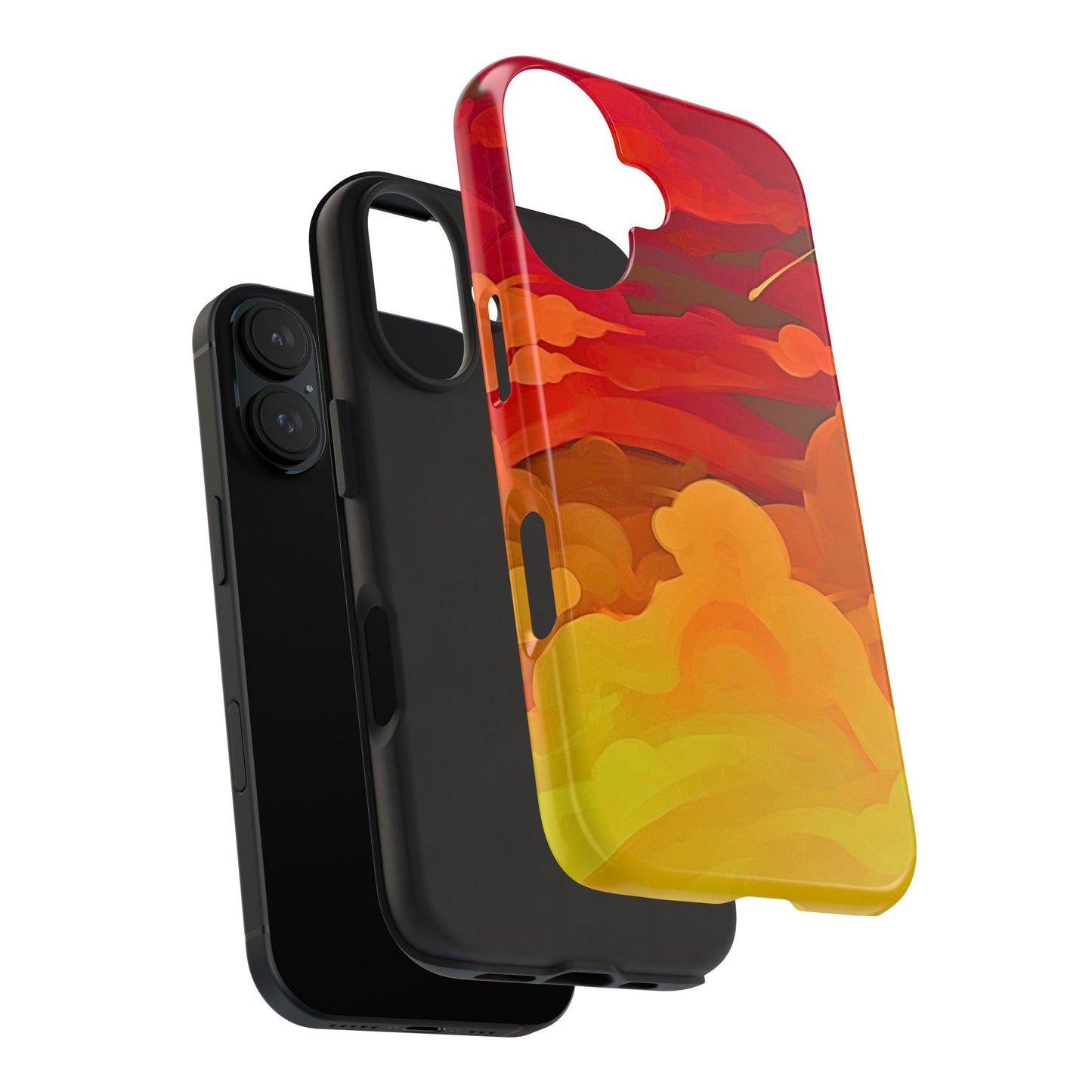 Funda resistente para teléfono con diseño de nubes rojas y naranjas | Estética