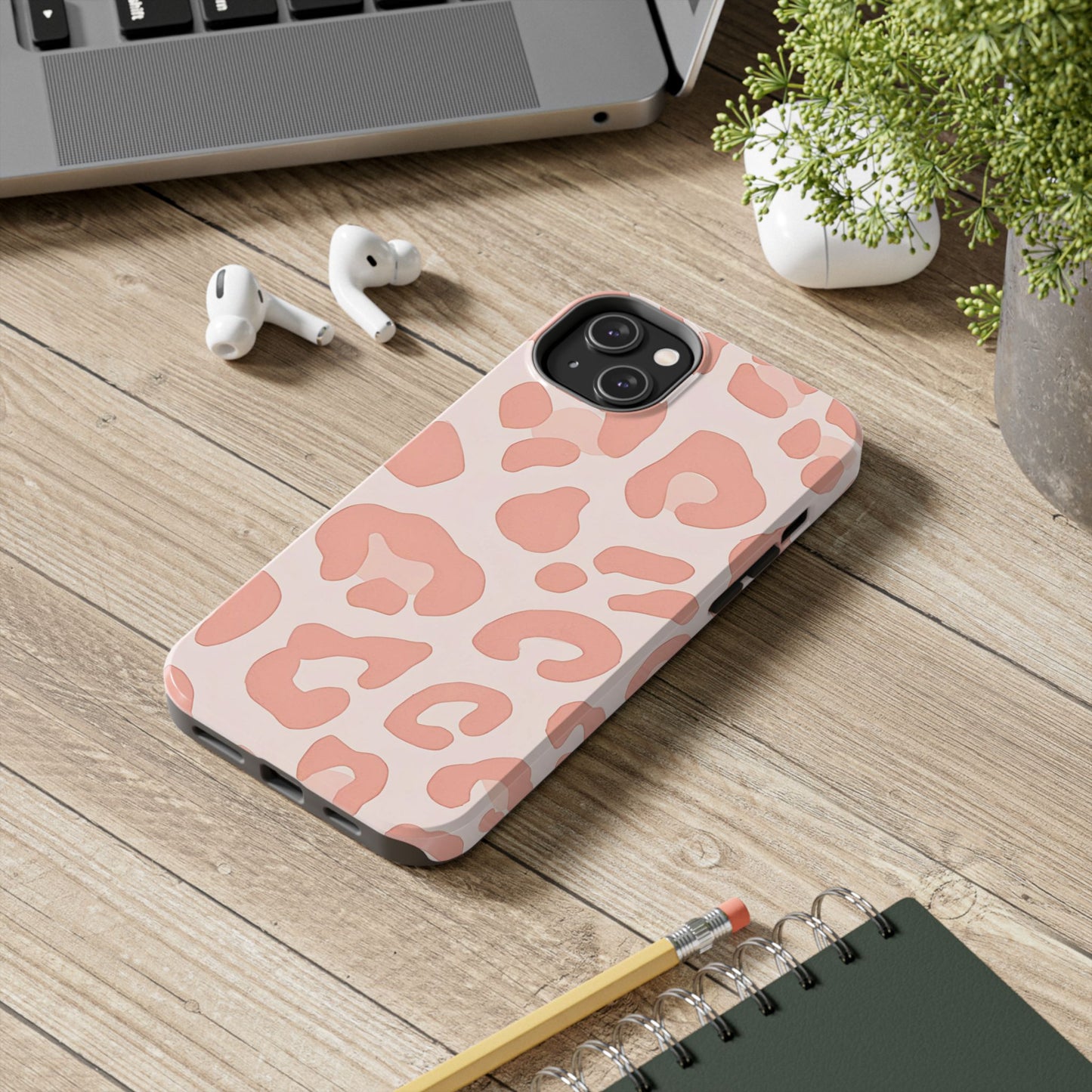 Funda resistente para teléfono con estampado de leopardo rosa preppy | Estética