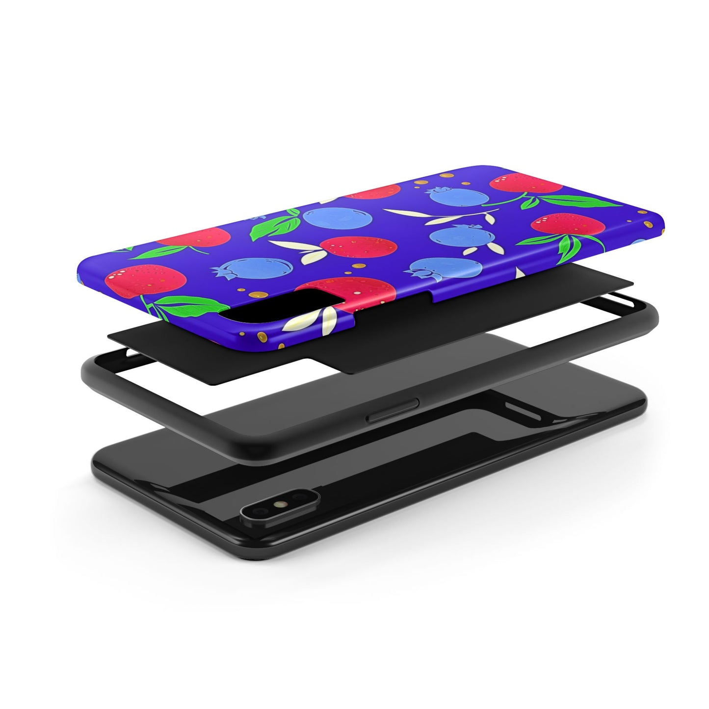 Funda resistente para teléfono con diseño de arándanos y fresas | Estética