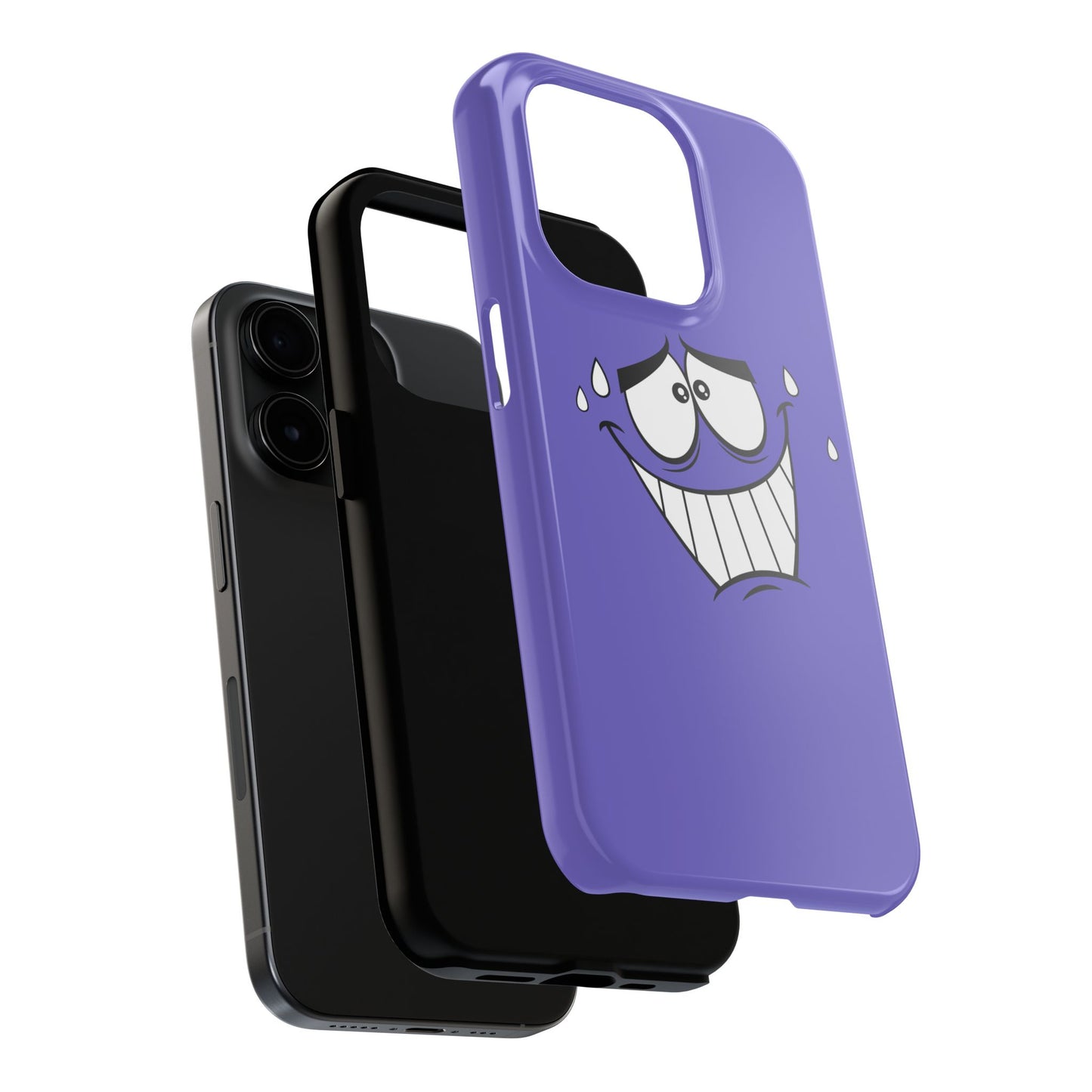 Awkward Nervous Cartoon Face Purple Background Tough Phone Case | Funny