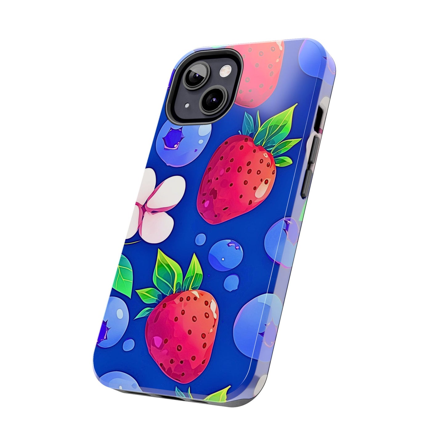 Cute Blueberry Strawberry Fruit Pattern Tough Phone Case | Aesthetic