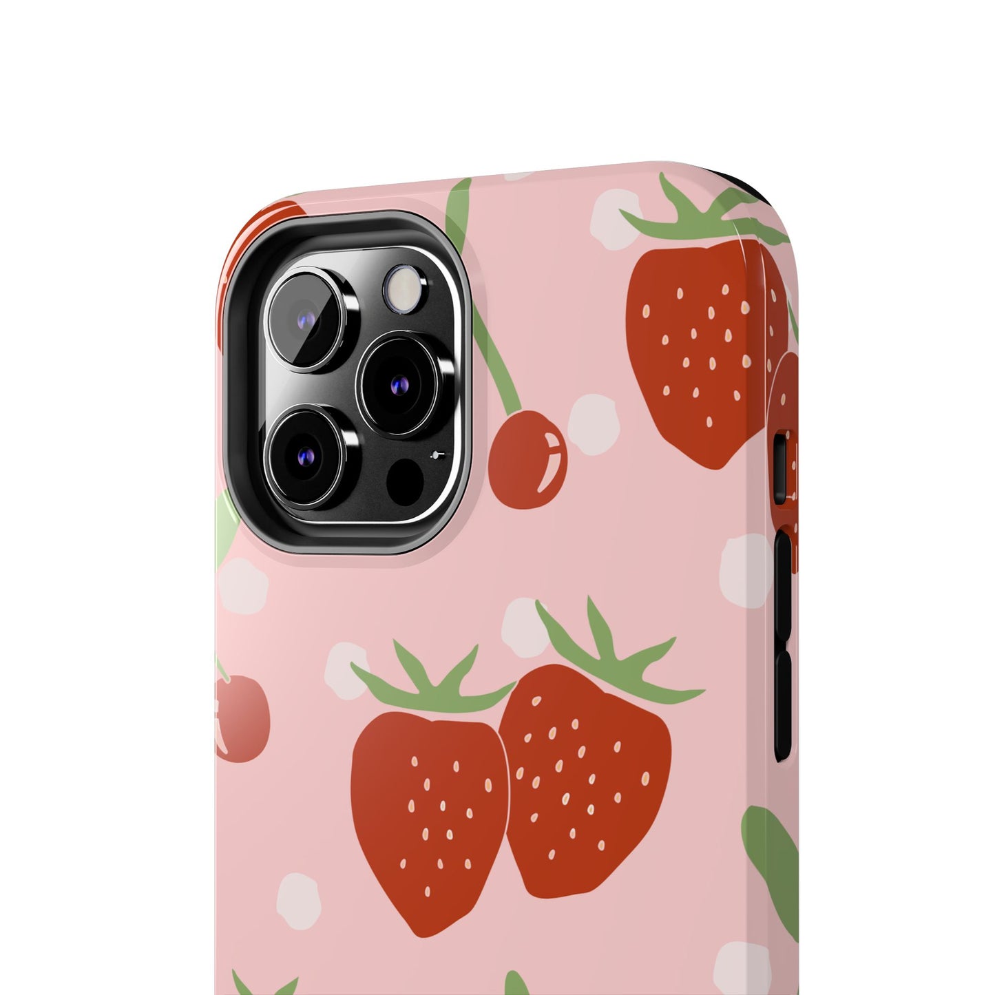 Cute Pink and Red Cherry and Strawberry Tough Phone Case | Food