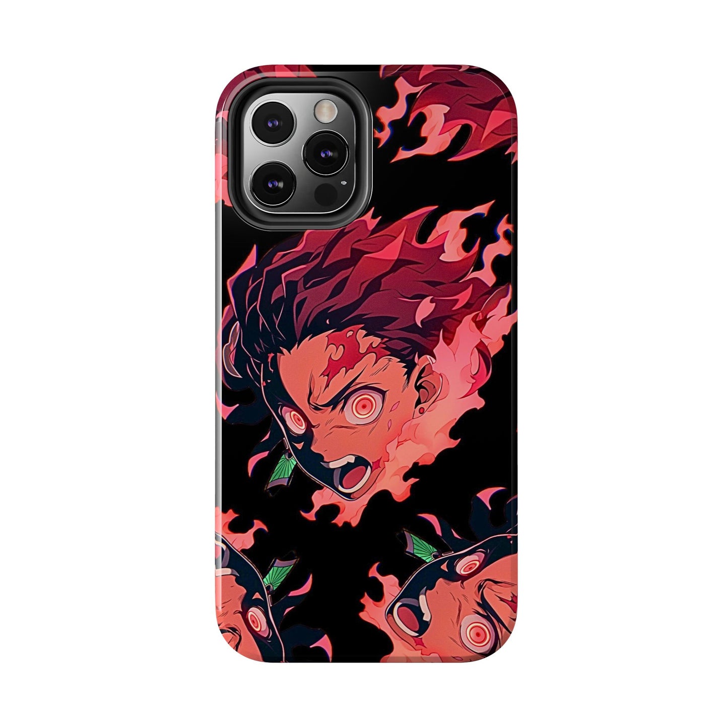 Tanjiro Kamado Flamed Style Black Tough Phone Case | Anime - Demon Slayer