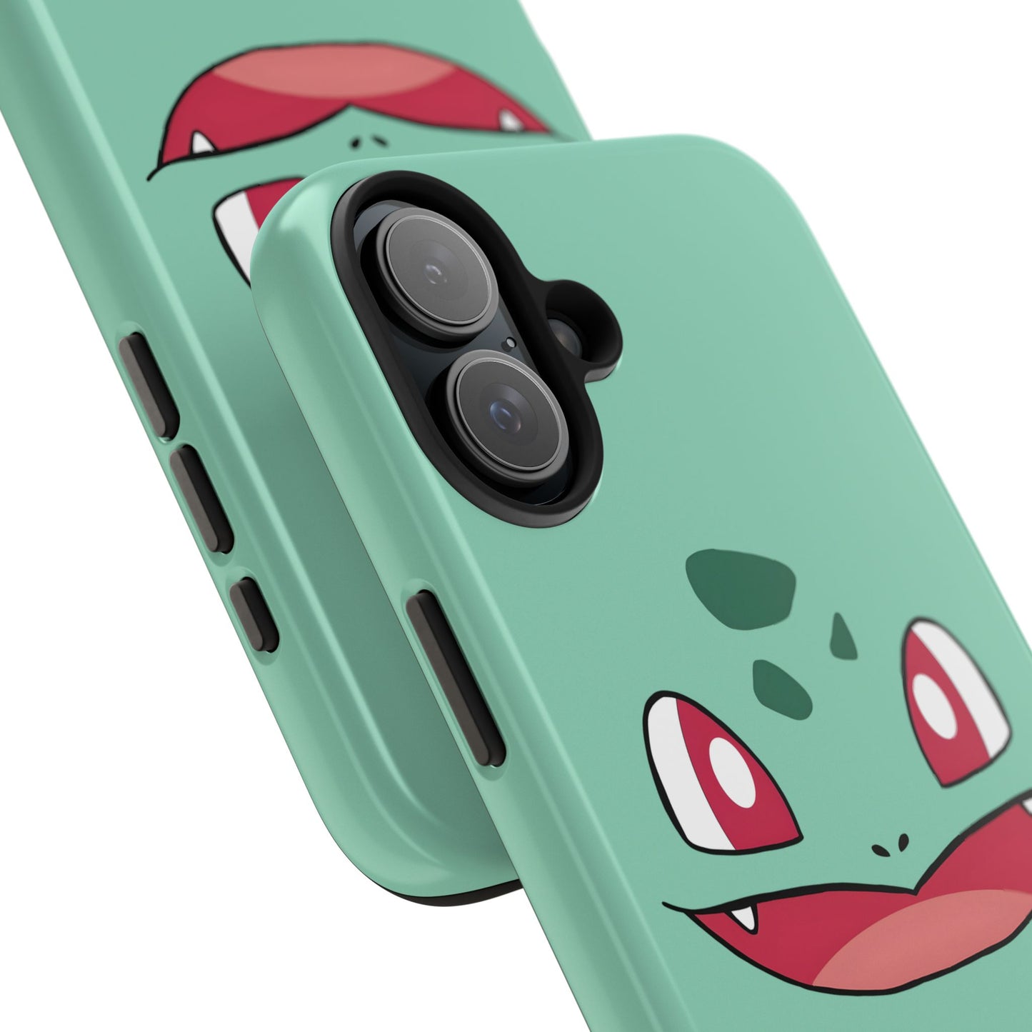 Green Leaf Dino Smile Red Eyes Cute Creature Tough Phone Case | Anime