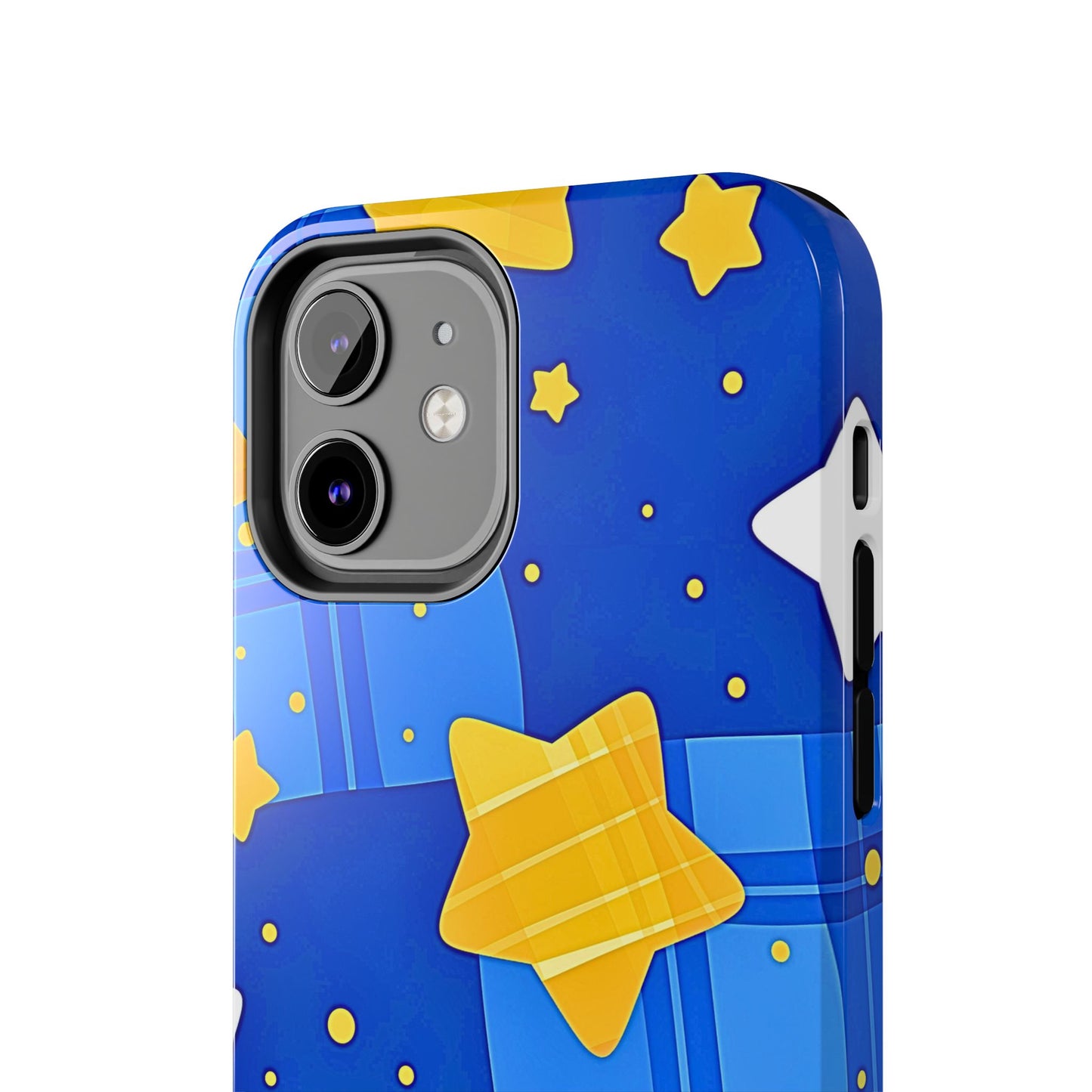Funda resistente para teléfono con estampado de estrellas y cuadros preppy | Estética