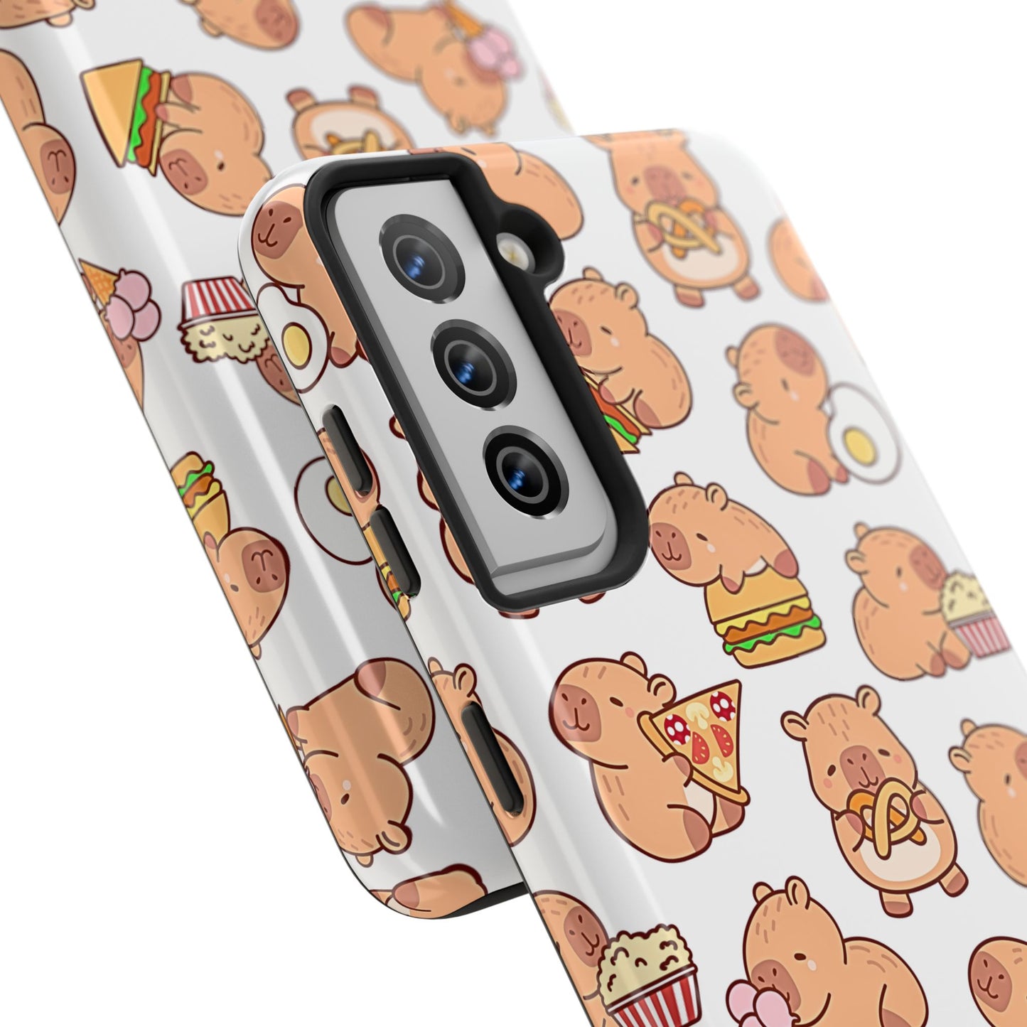 Cute Capybara Eating Pizza Ice Cream & Snacks Cartoon Food Tough Phone Case | Animals